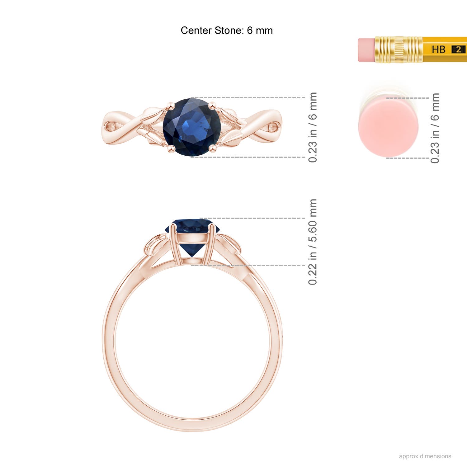 AA - Blue Sapphire / 1 CT / 14 KT Rose Gold