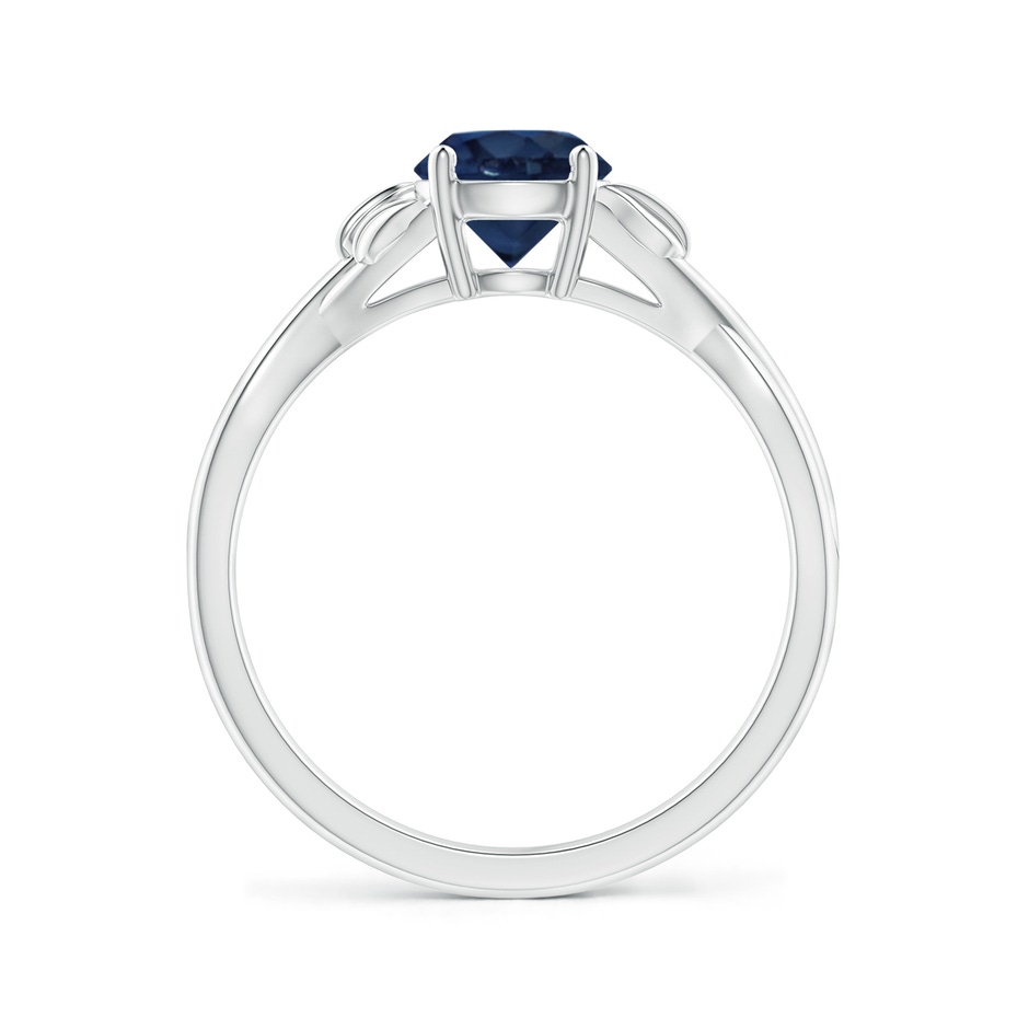 6mm AA Nature Inspired Blue Sapphire Crossover Ring with Leaf Motifs in White Gold side 199