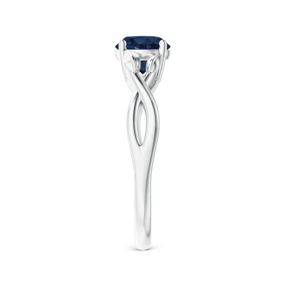 6mm AA Nature Inspired Blue Sapphire Crossover Ring with Leaf Motifs in White Gold side 299