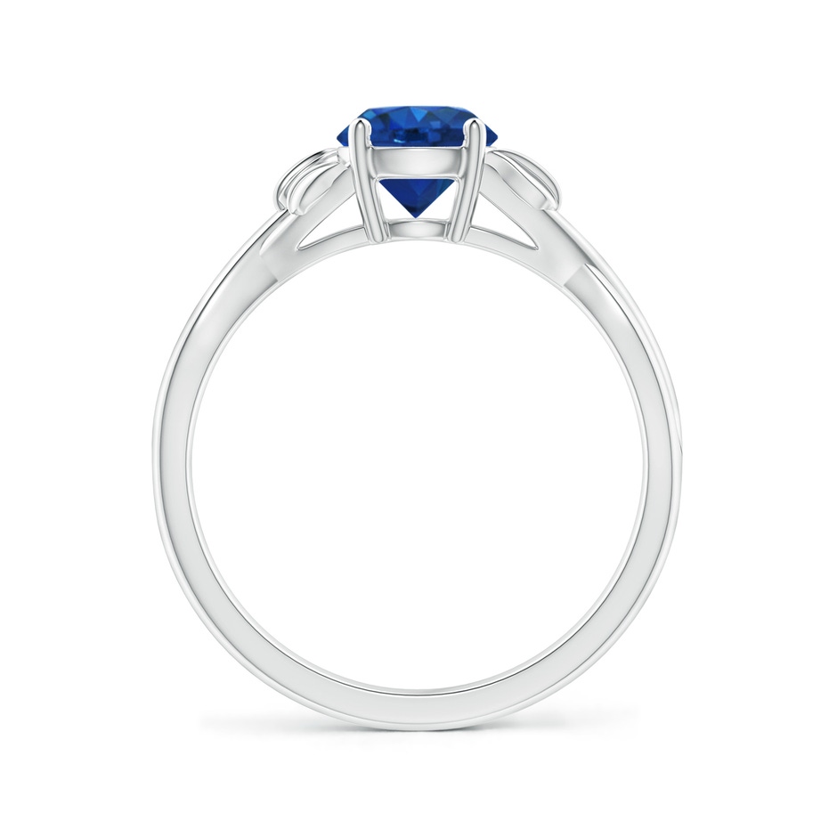 6mm AAA Nature Inspired Blue Sapphire Crossover Ring with Leaf Motifs in P950 Platinum side 199