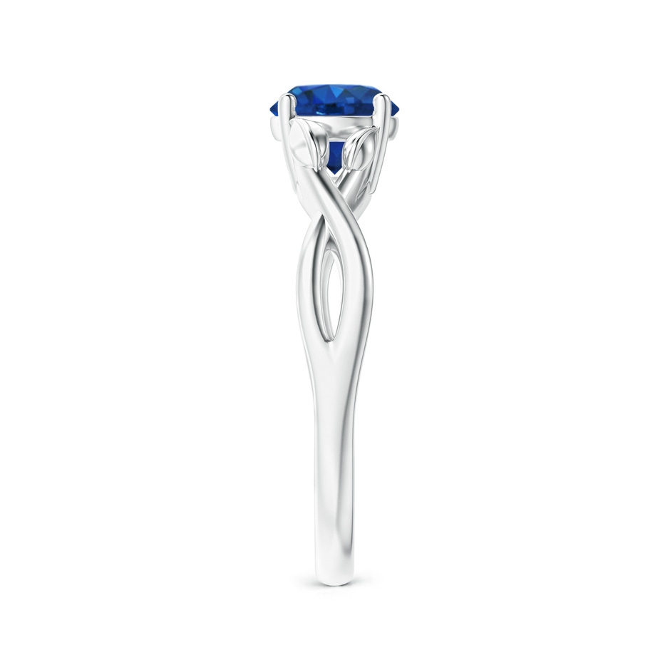 6mm AAA Nature Inspired Blue Sapphire Crossover Ring with Leaf Motifs in P950 Platinum side 299