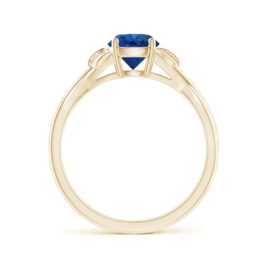 6mm AAA Nature Inspired Blue Sapphire Crossover Ring with Leaf Motifs in Yellow Gold side 199