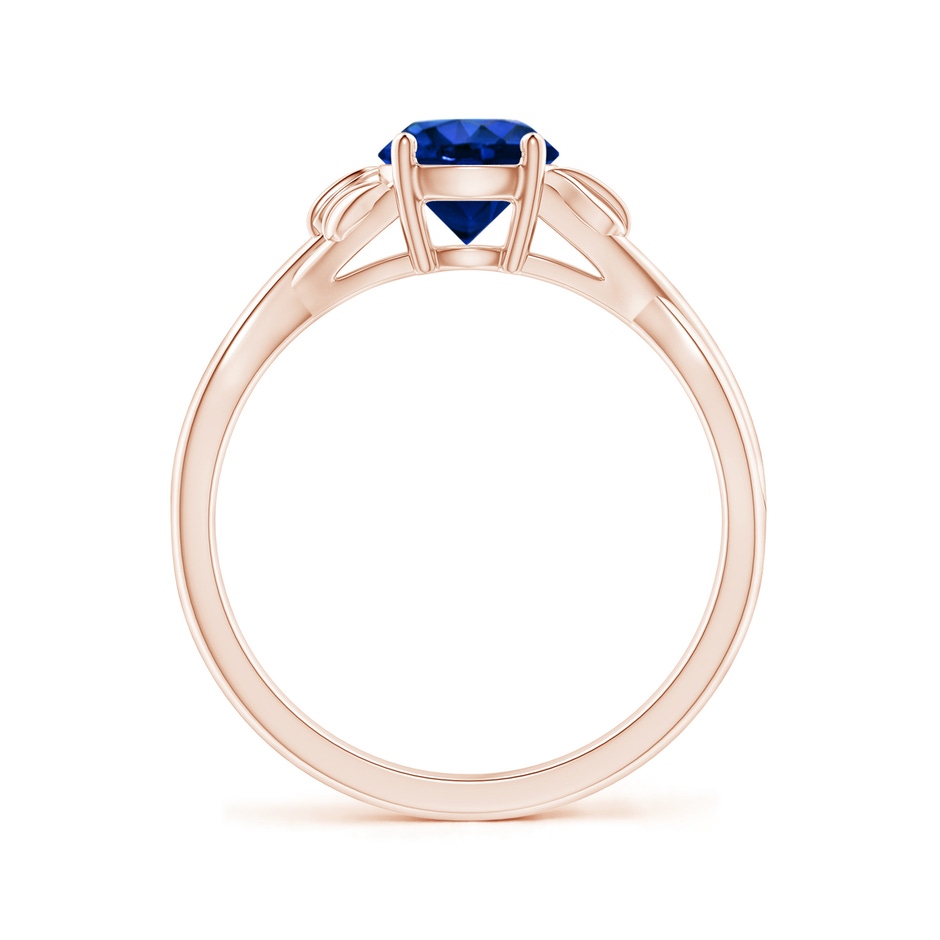 6mm AAAA Nature Inspired Blue Sapphire Crossover Ring with Leaf Motifs in Rose Gold side 199