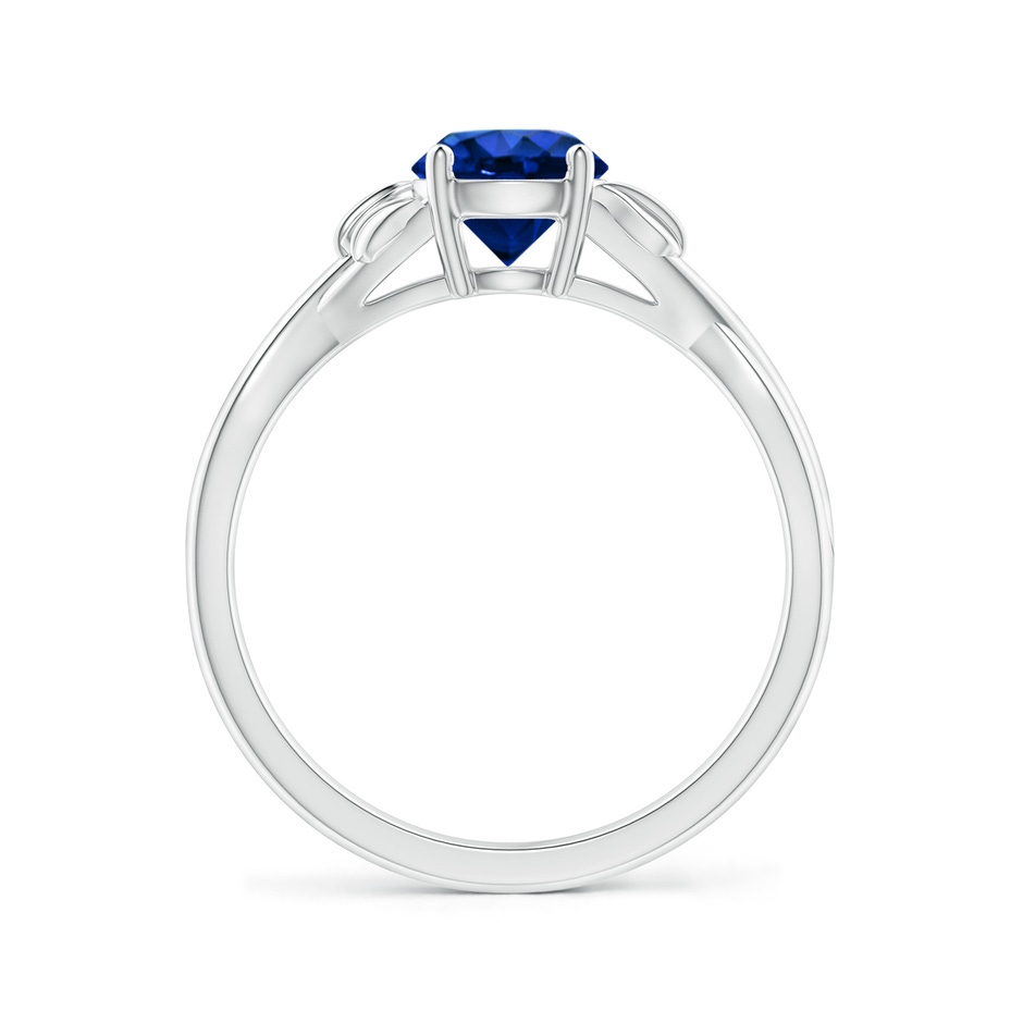 6mm AAAA Nature Inspired Blue Sapphire Crossover Ring with Leaf Motifs in White Gold side 199