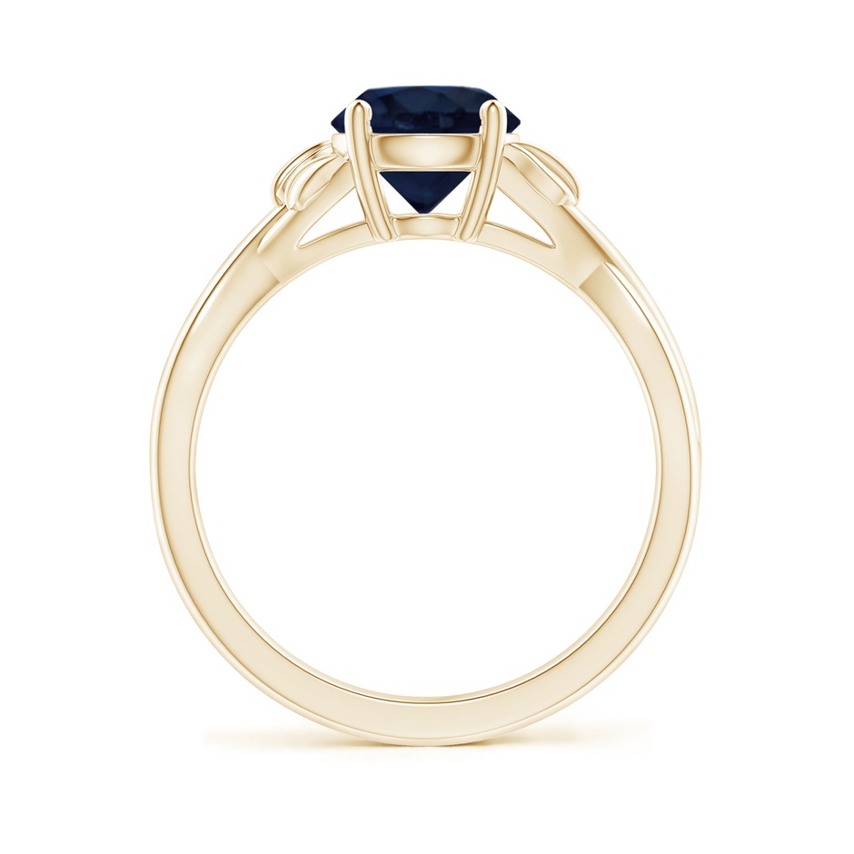 7mm A Nature Inspired Blue Sapphire Crossover Ring with Leaf Motifs in Yellow Gold side 199