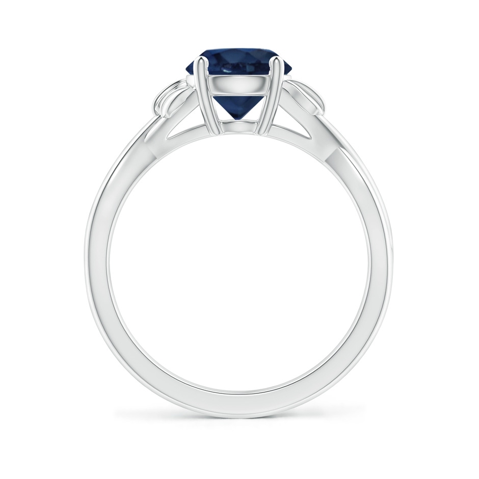 7mm AA Nature Inspired Blue Sapphire Crossover Ring with Leaf Motifs in P950 Platinum side 199