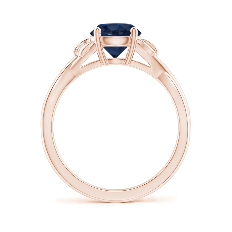 7mm AA Nature Inspired Blue Sapphire Crossover Ring with Leaf Motifs in Rose Gold side 199