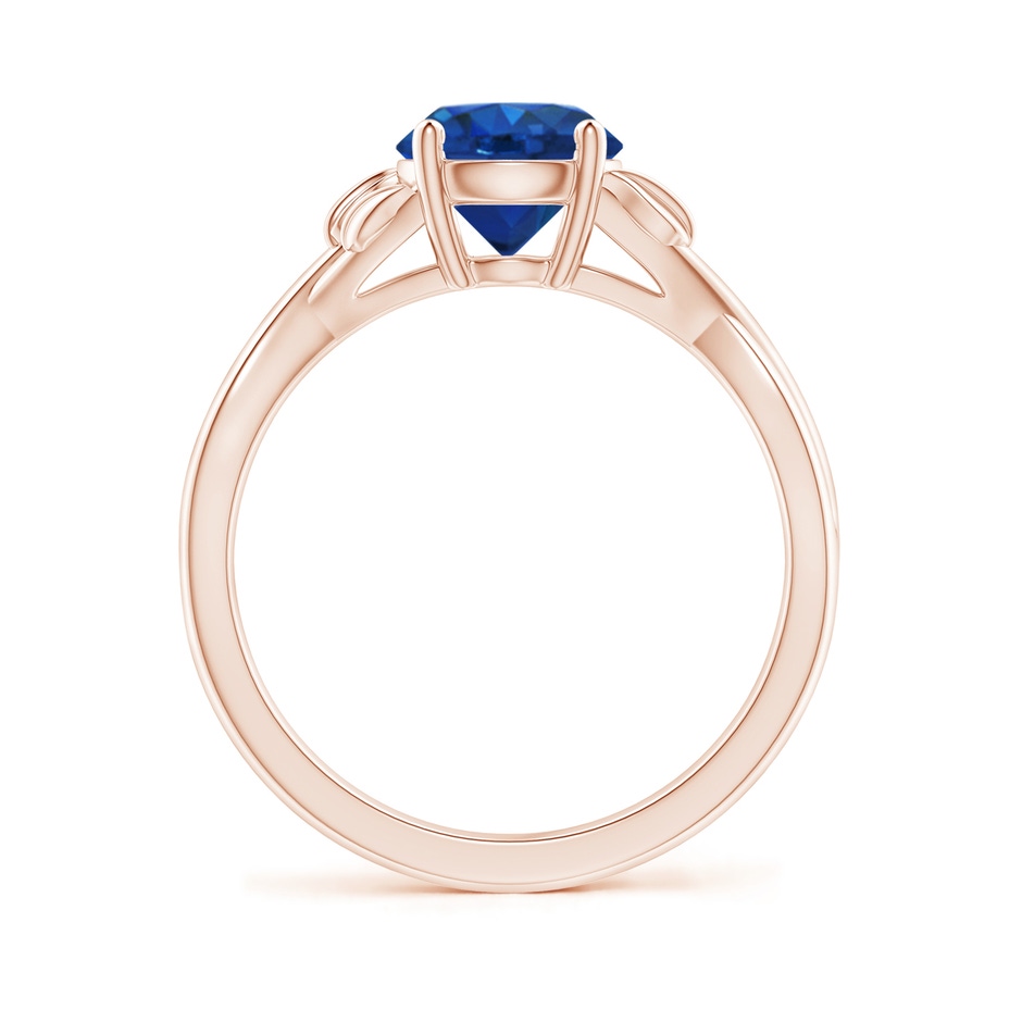 7mm AAA Nature Inspired Blue Sapphire Crossover Ring with Leaf Motifs in Rose Gold side 199