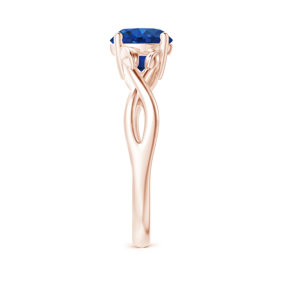 7mm AAA Nature Inspired Blue Sapphire Crossover Ring with Leaf Motifs in Rose Gold side 299