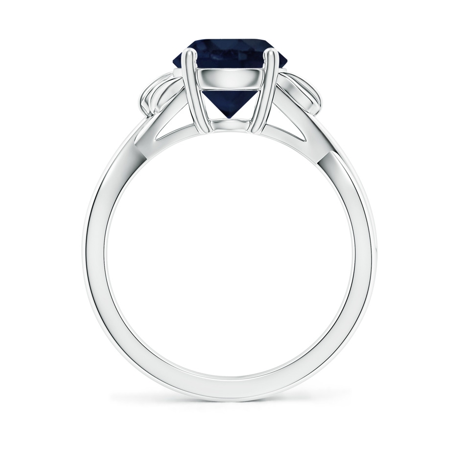 8mm A Nature Inspired Blue Sapphire Crossover Ring with Leaf Motifs in White Gold side 199