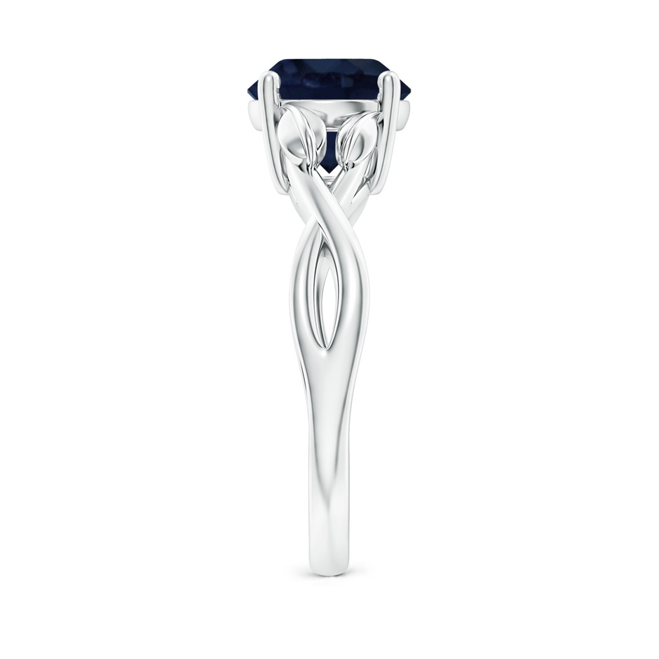 8mm A Nature Inspired Blue Sapphire Crossover Ring with Leaf Motifs in White Gold side 299