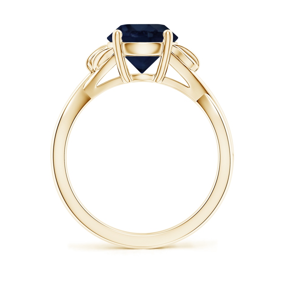 8mm A Nature Inspired Blue Sapphire Crossover Ring with Leaf Motifs in Yellow Gold side 199