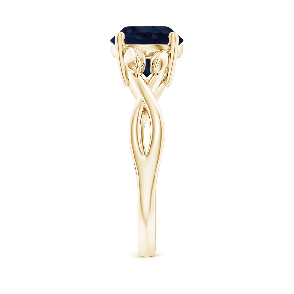 8mm A Nature Inspired Blue Sapphire Crossover Ring with Leaf Motifs in Yellow Gold side 299