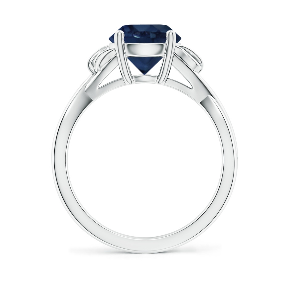 8mm AA Nature Inspired Blue Sapphire Crossover Ring with Leaf Motifs in P950 Platinum side 199