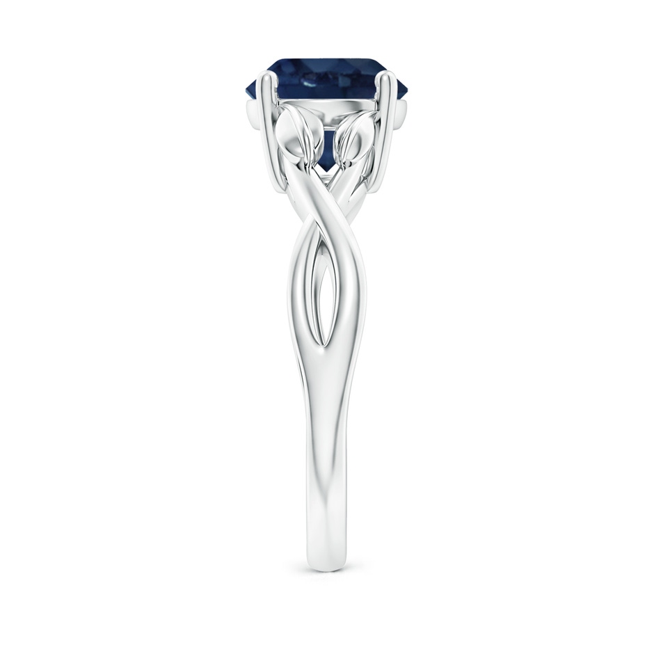 8mm AA Nature Inspired Blue Sapphire Crossover Ring with Leaf Motifs in P950 Platinum side 299