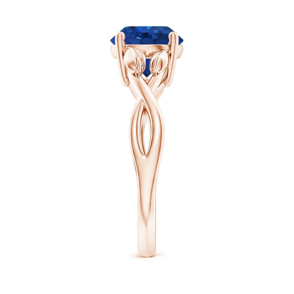 8mm AAA Nature Inspired Blue Sapphire Crossover Ring with Leaf Motifs in Rose Gold side 299