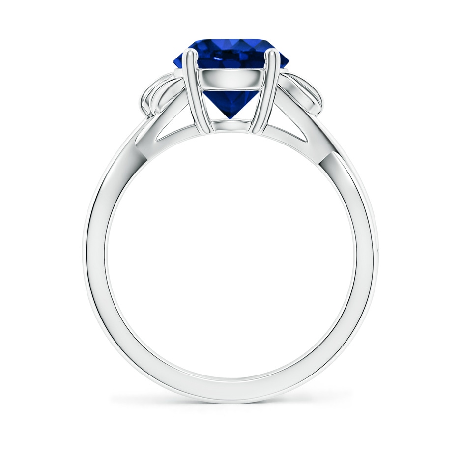 8mm AAAA Nature Inspired Blue Sapphire Crossover Ring with Leaf Motifs in P950 Platinum side 199