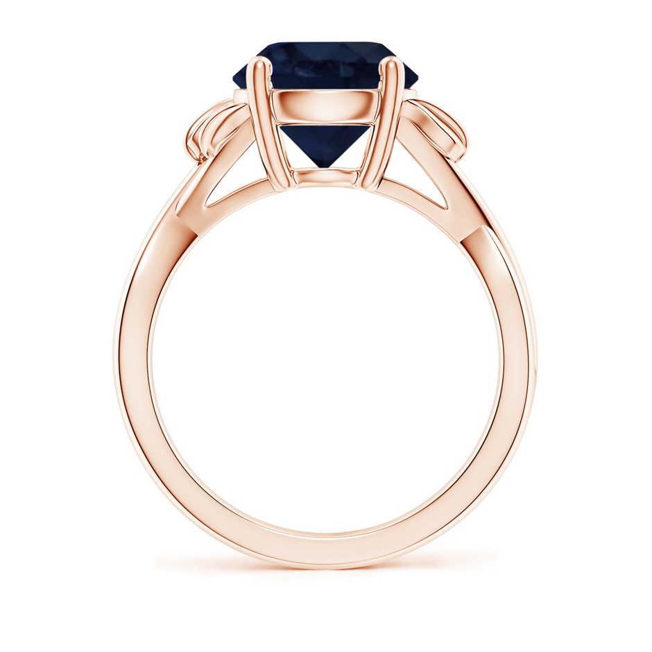 9mm A Nature Inspired Blue Sapphire Crossover Ring with Leaf Motifs in 9K Rose Gold side 199