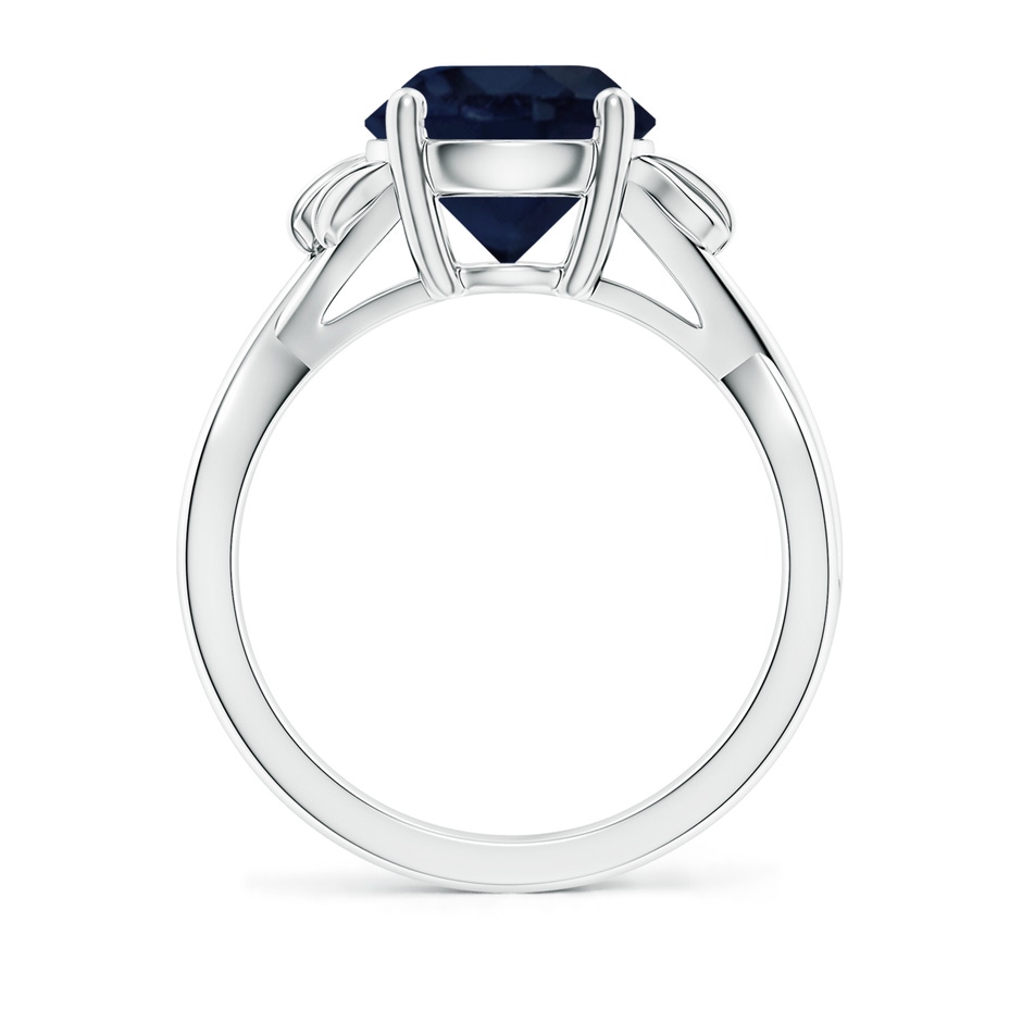 9mm A Nature Inspired Blue Sapphire Crossover Ring with Leaf Motifs in White Gold side 199