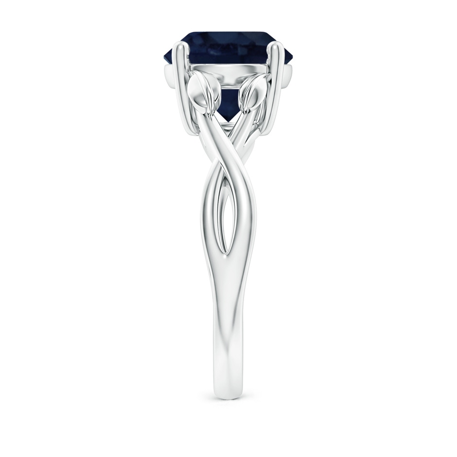 9mm A Nature Inspired Blue Sapphire Crossover Ring with Leaf Motifs in White Gold side 299