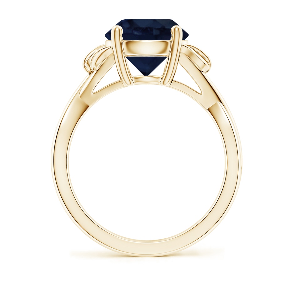 9mm A Nature Inspired Blue Sapphire Crossover Ring with Leaf Motifs in Yellow Gold side 199
