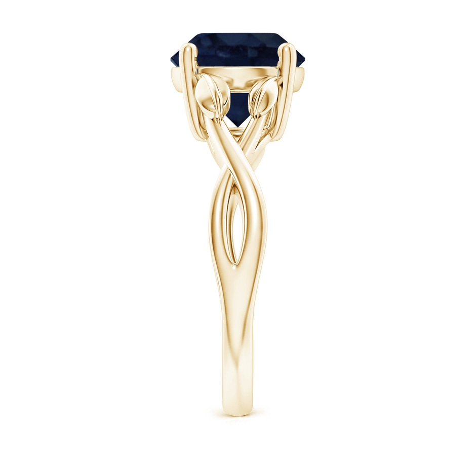 9mm A Nature Inspired Blue Sapphire Crossover Ring with Leaf Motifs in Yellow Gold side 299