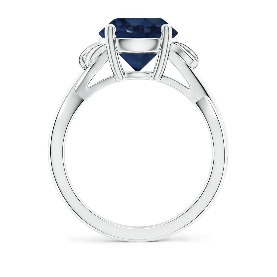 9mm AA Nature Inspired Blue Sapphire Crossover Ring with Leaf Motifs in P950 Platinum side 199