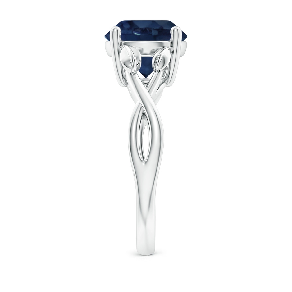 9mm AA Nature Inspired Blue Sapphire Crossover Ring with Leaf Motifs in P950 Platinum side 299