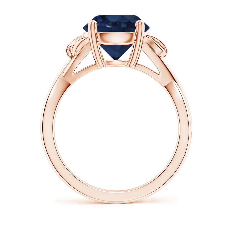 9mm AA Nature Inspired Blue Sapphire Crossover Ring with Leaf Motifs in Rose Gold side 199