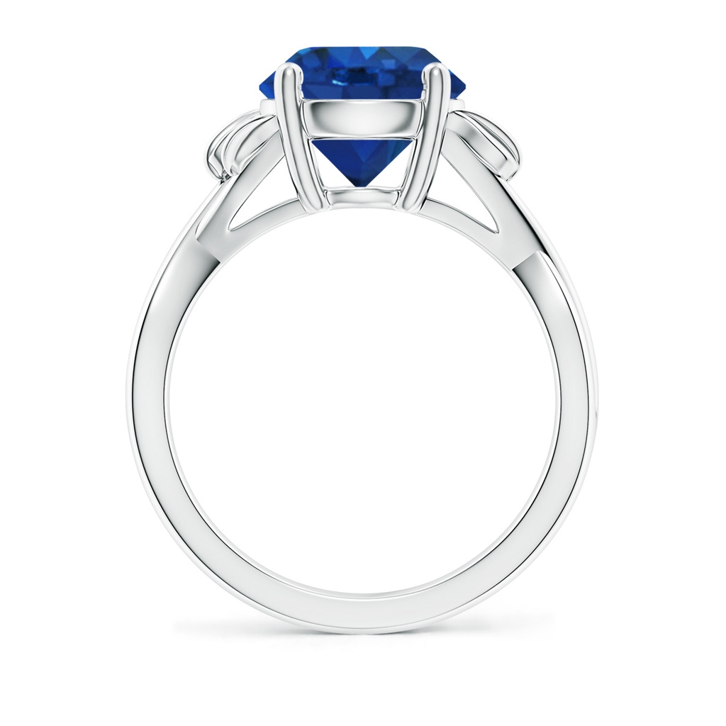 9mm AAA Nature Inspired Blue Sapphire Crossover Ring with Leaf Motifs in P950 Platinum Side 199