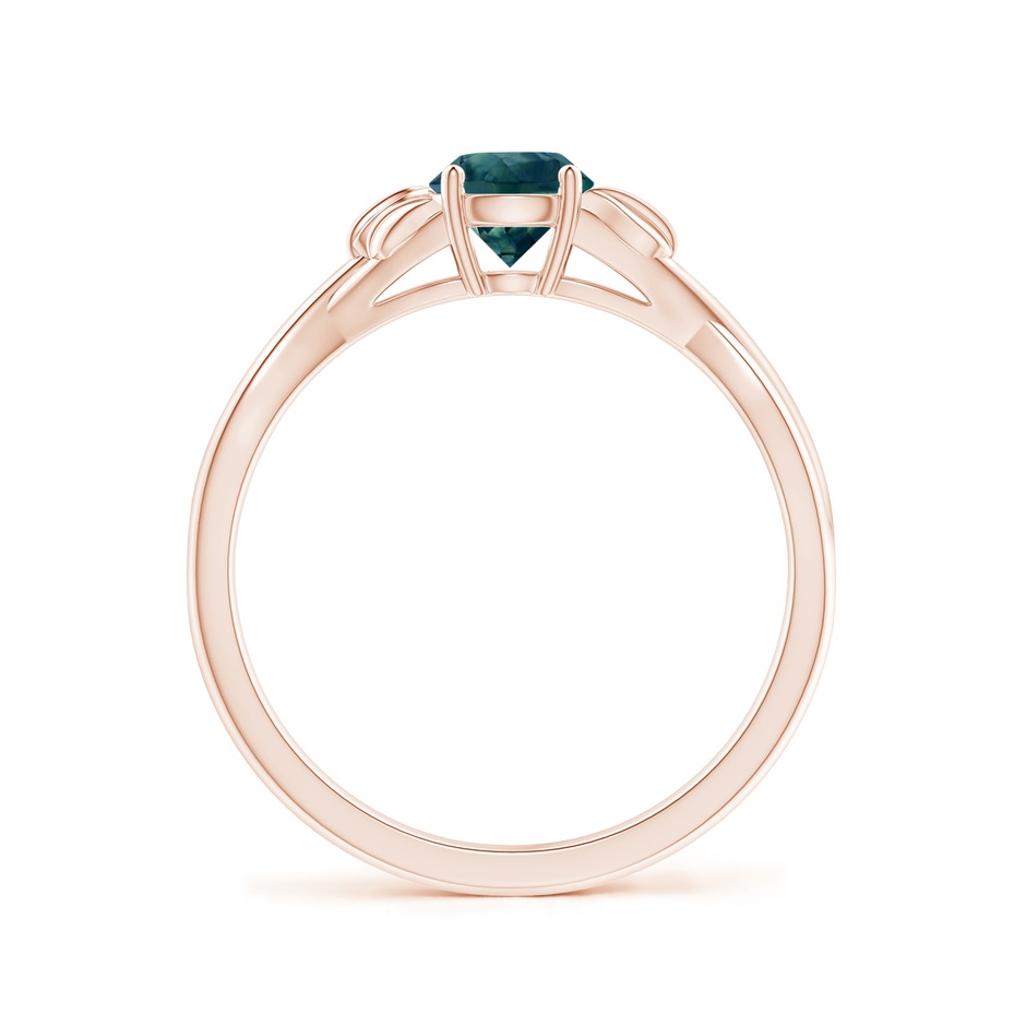5mm AAA Nature Inspired Teal Montana Sapphire Ring with Leaf Motifs in Rose Gold side-1
