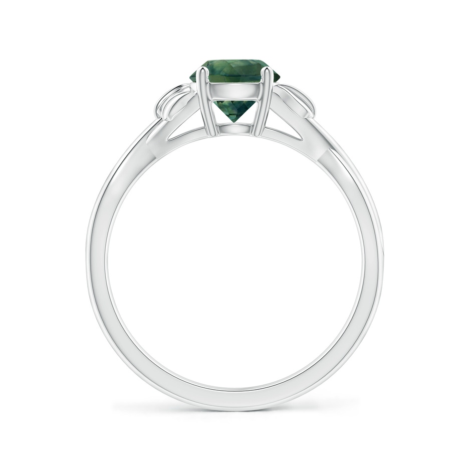 6mm AA Nature Inspired Teal Montana Sapphire Ring with Leaf Motifs in P950 Platinum side-1