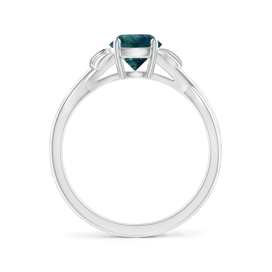 6mm AAA Nature Inspired Teal Montana Sapphire Ring with Leaf Motifs in P950 Platinum side-1