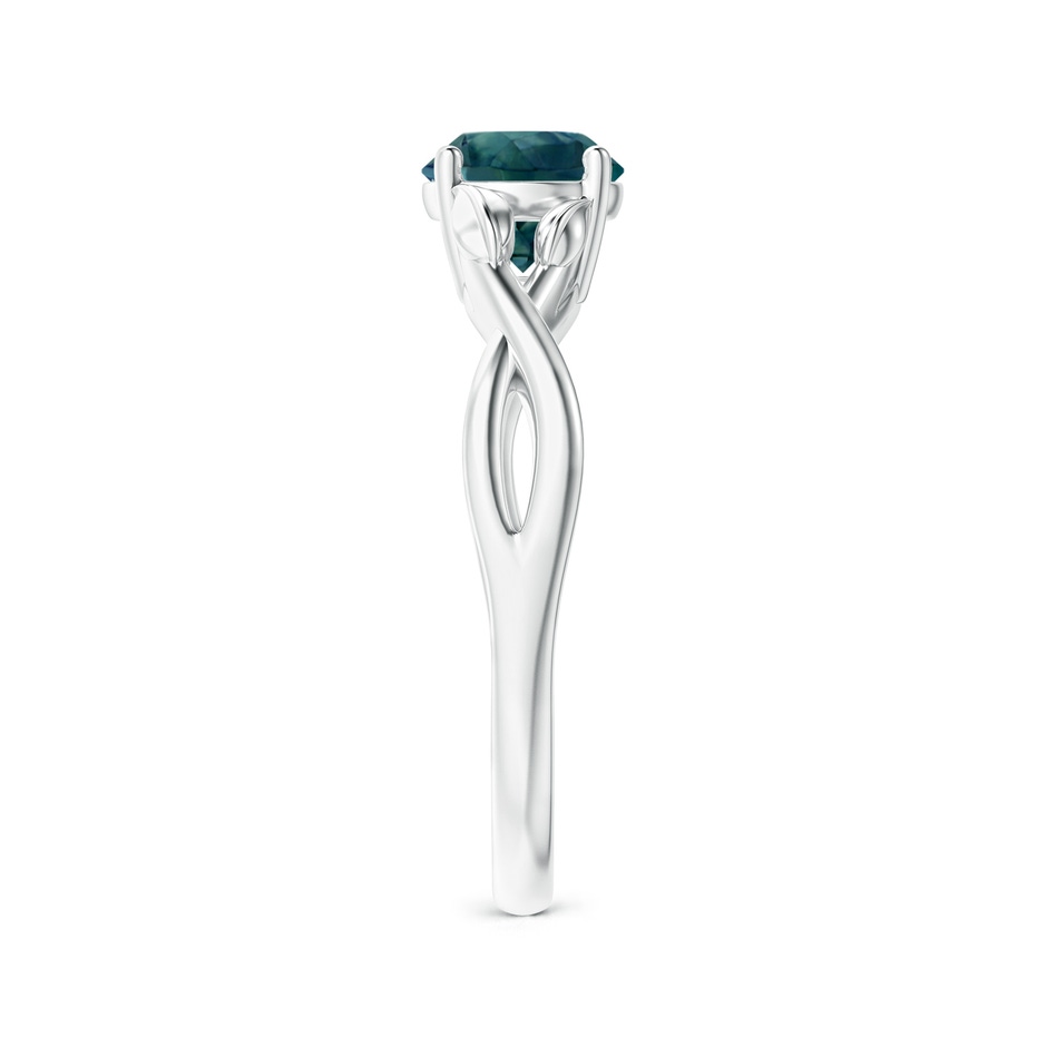 6mm AAA Nature Inspired Teal Montana Sapphire Ring with Leaf Motifs in P950 Platinum side-2