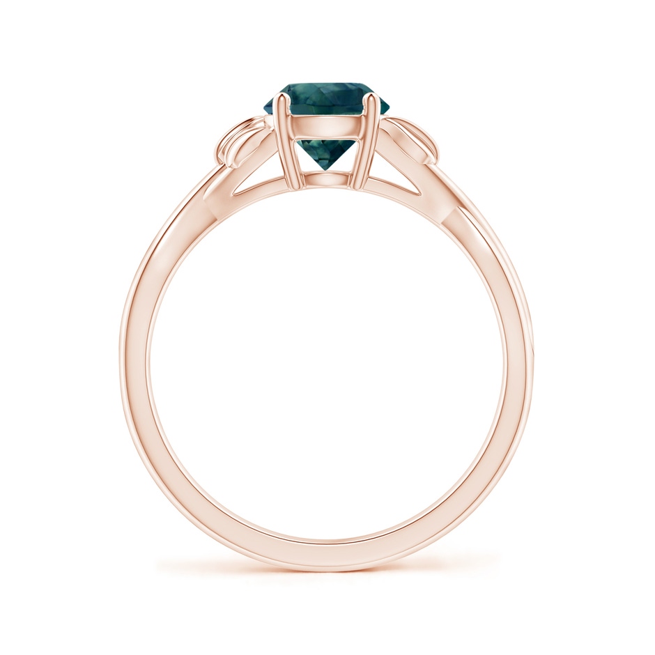 6mm AAA Nature Inspired Teal Montana Sapphire Ring with Leaf Motifs in Rose Gold side-1