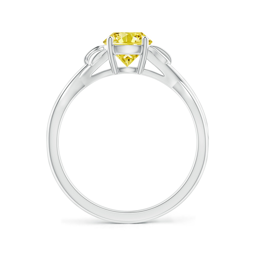 6.4mm AAAA Nature Inspired Fancy Intense Yellow Diamond Crossover Ring with Leaf Motifs in P950 Platinum - side 199