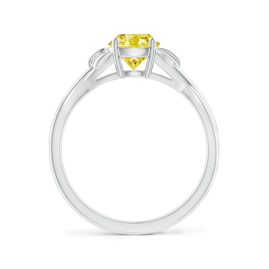 6.4mm AAAA Nature Inspired Fancy Intense Yellow Diamond Crossover Ring with Leaf Motifs in S999 Silver side 199