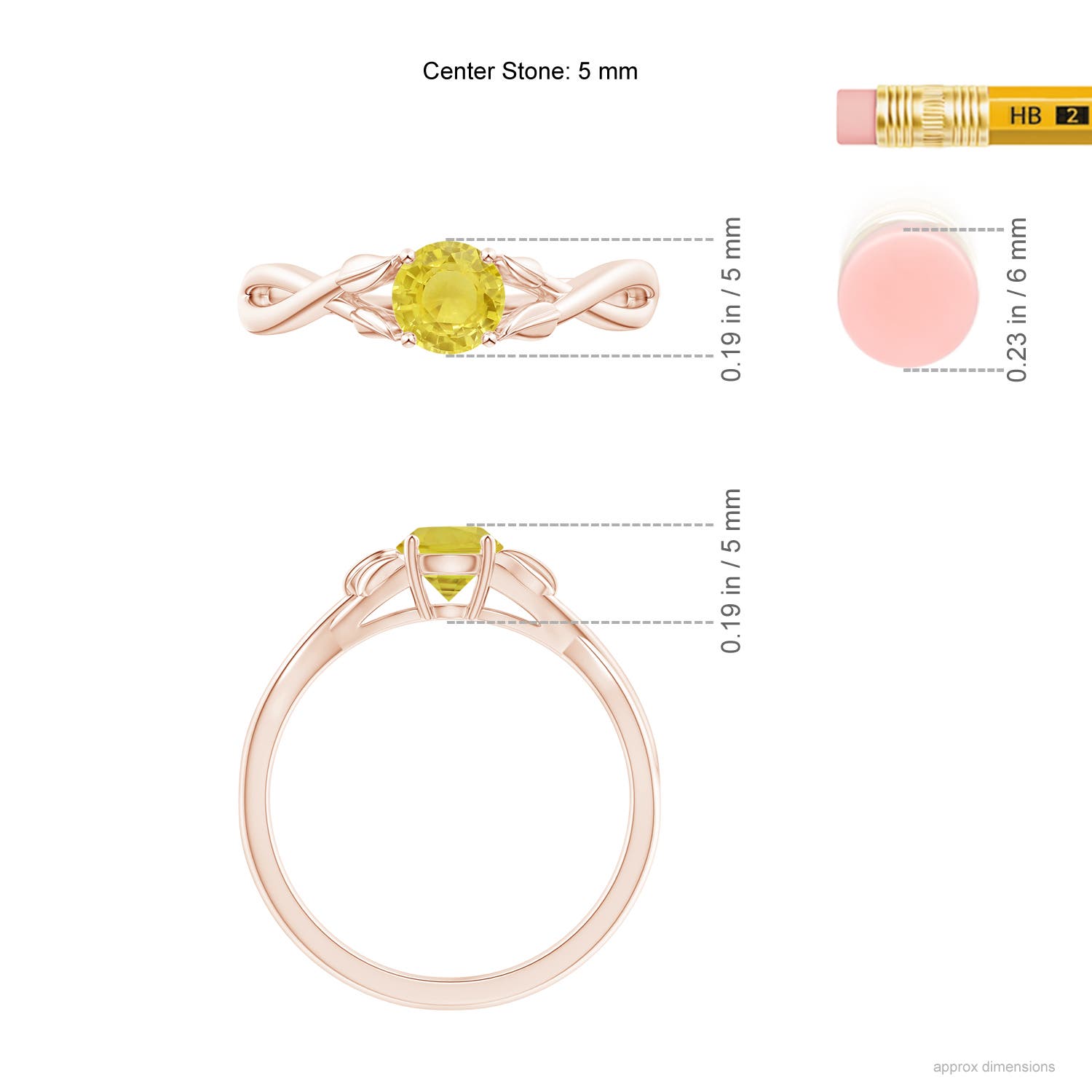 A - Yellow Sapphire / 0.53 CT / 14 KT Rose Gold