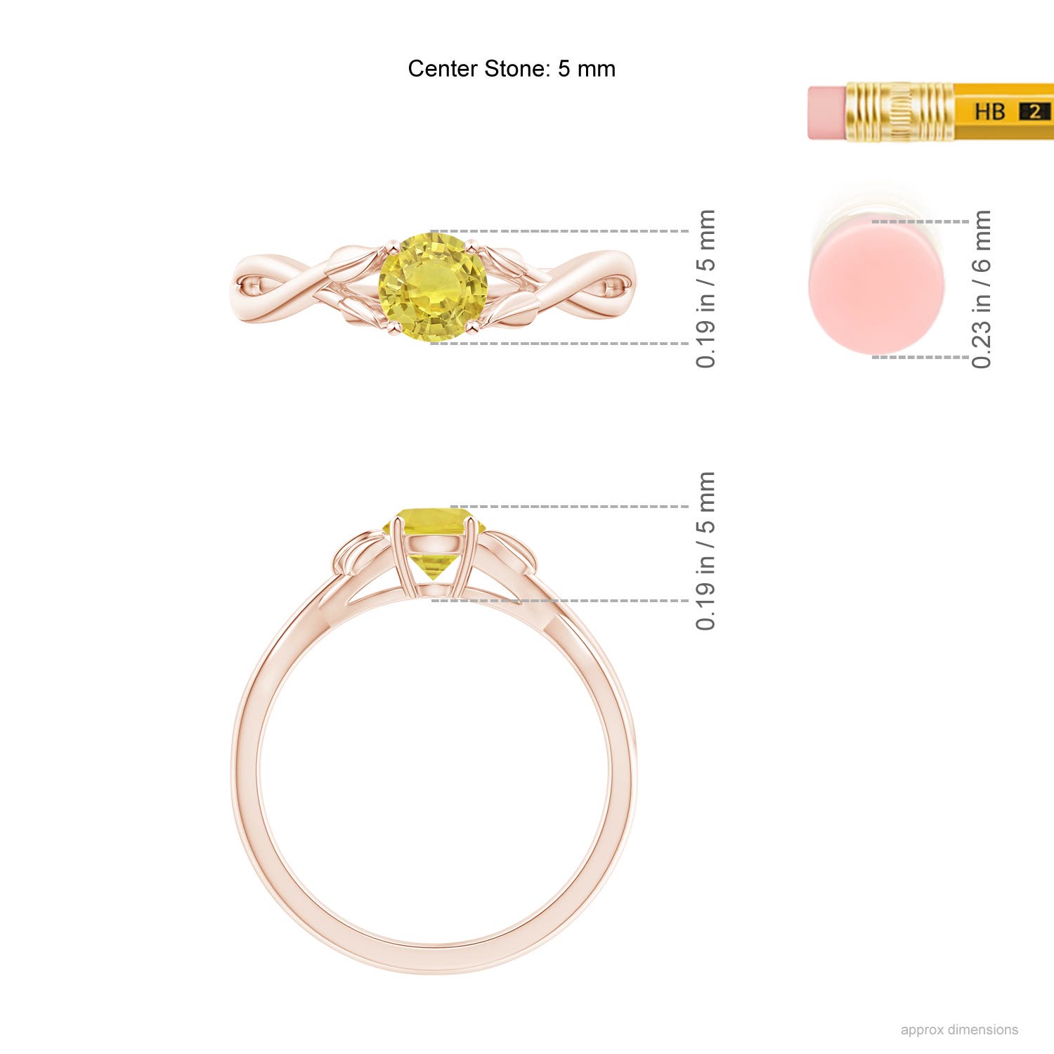 AA - Yellow Sapphire / 0.53 CT / 14 KT Rose Gold