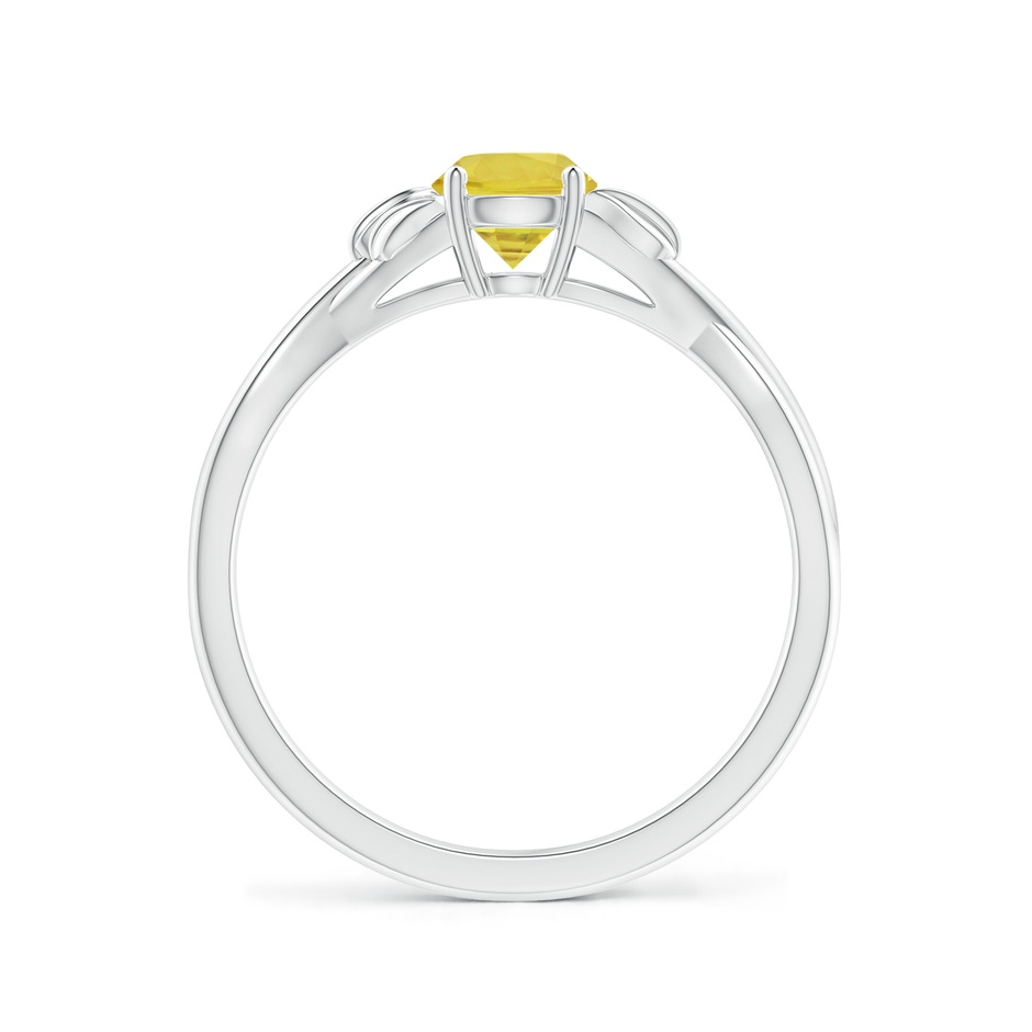 5mm AA Nature Inspired Yellow Sapphire Ring with Leaf Motifs in White Gold side-1