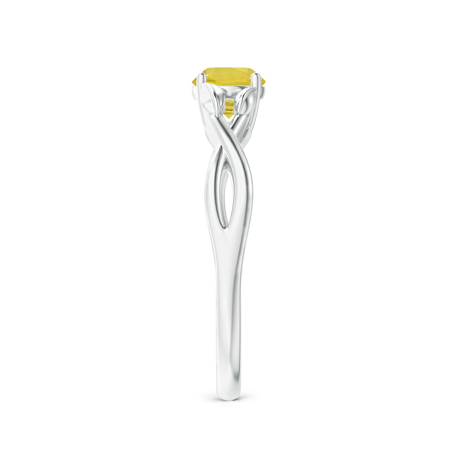 5mm AA Nature Inspired Yellow Sapphire Ring with Leaf Motifs in White Gold side-2