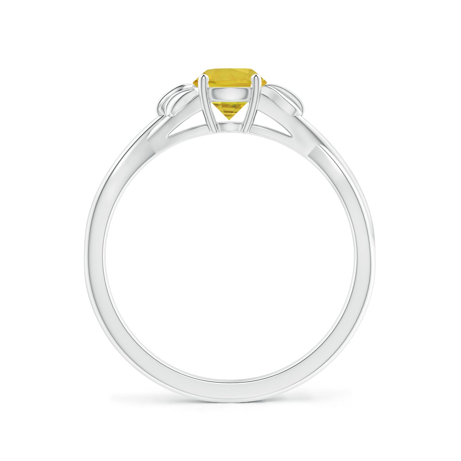 5mm AAA Nature Inspired Yellow Sapphire Ring with Leaf Motifs in P950 Platinum - side 3