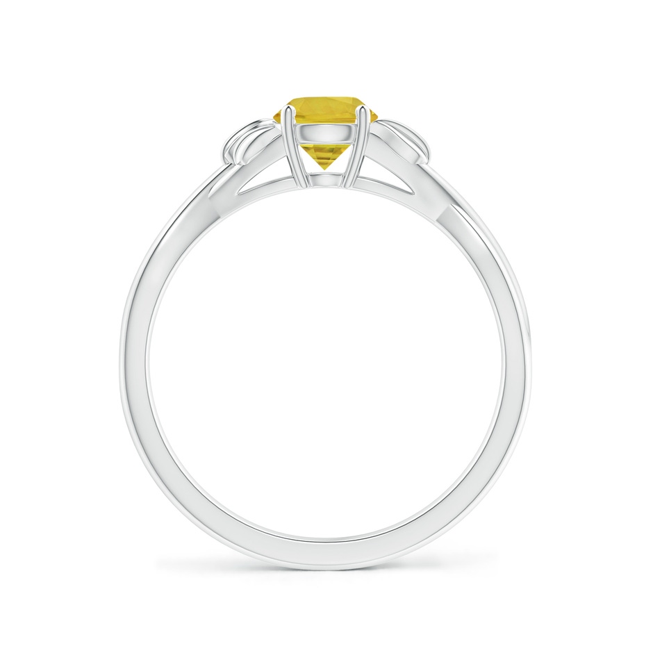 5mm AAA Nature Inspired Yellow Sapphire Ring with Leaf Motifs in White Gold side-1