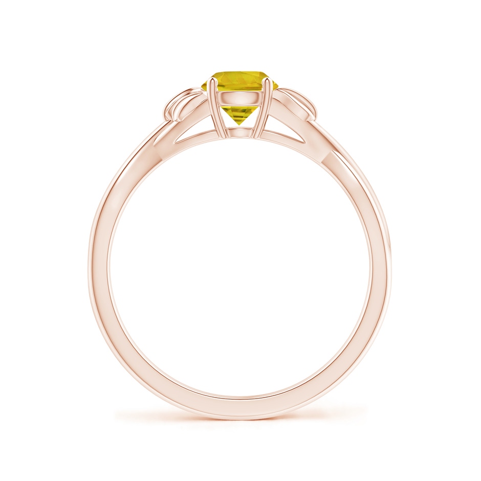 5mm AAAA Nature Inspired Yellow Sapphire Ring with Leaf Motifs in Rose Gold side-1