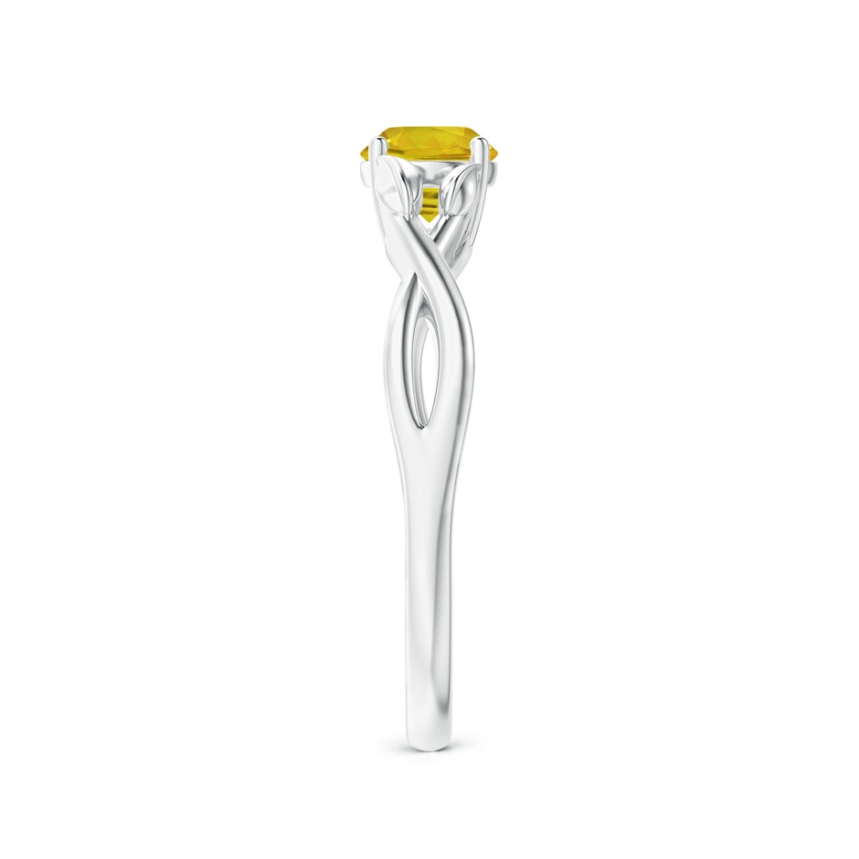 5mm AAAA Nature Inspired Yellow Sapphire Ring with Leaf Motifs in White Gold side-2