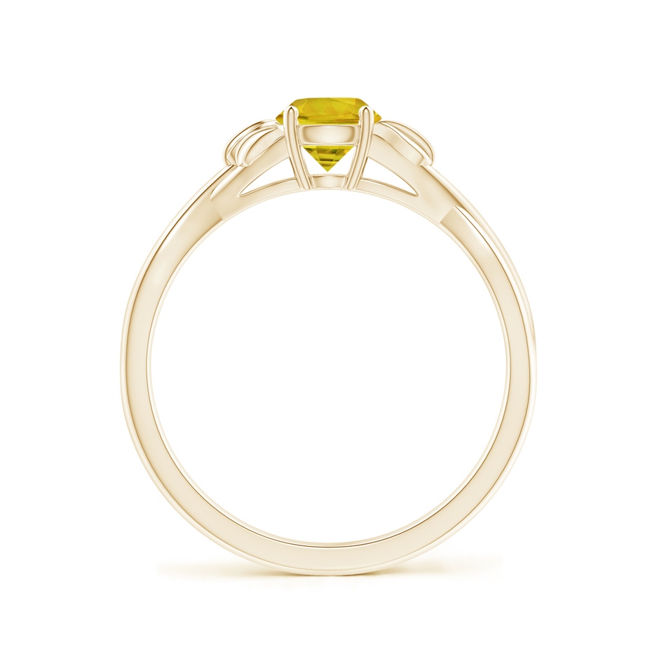 5mm AAAA Nature Inspired Yellow Sapphire Ring with Leaf Motifs in Yellow Gold side-1