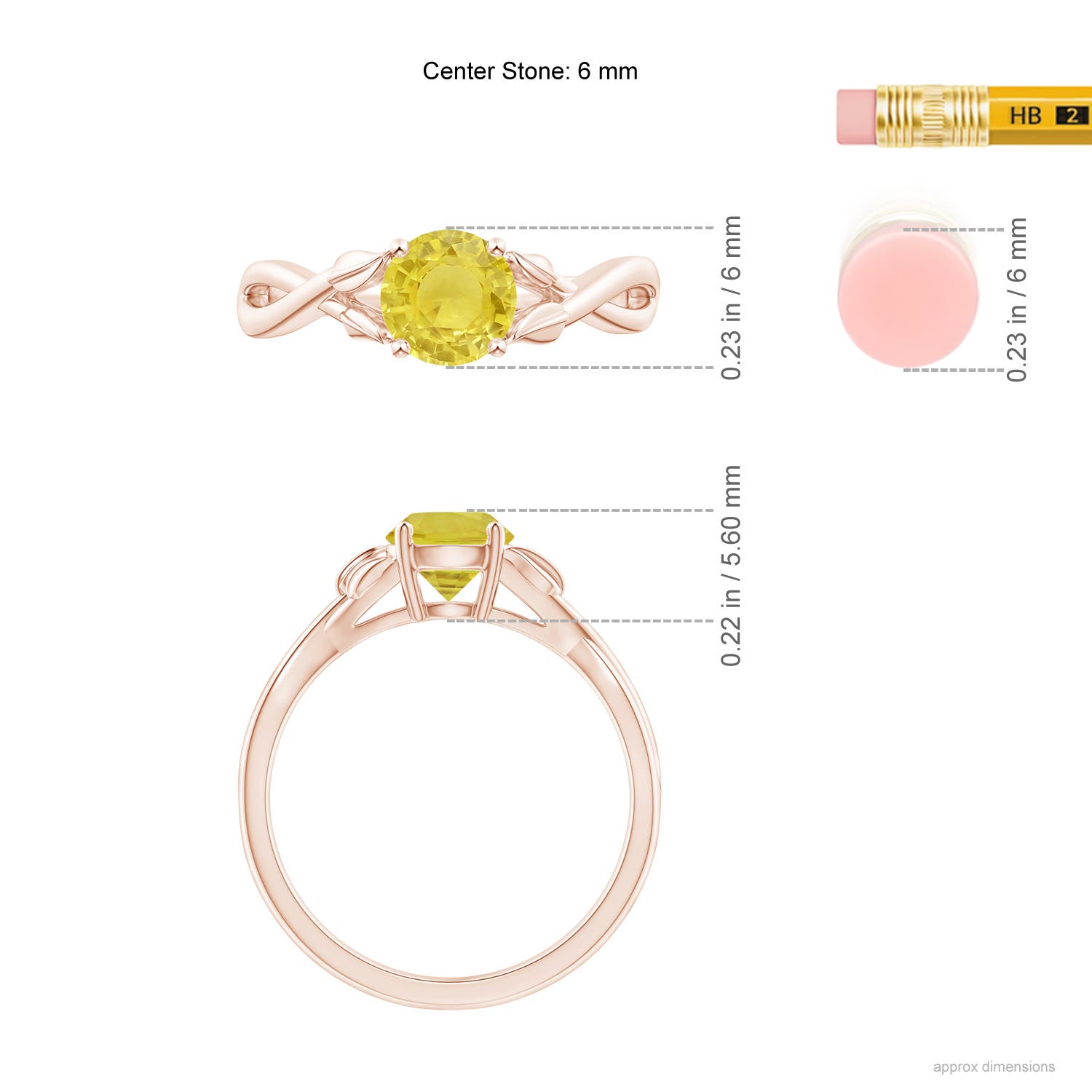 A - Yellow Sapphire / 1 CT / 14 KT Rose Gold