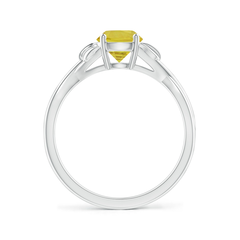 6mm A Nature Inspired Yellow Sapphire Ring with Leaf Motifs in White Gold side-1