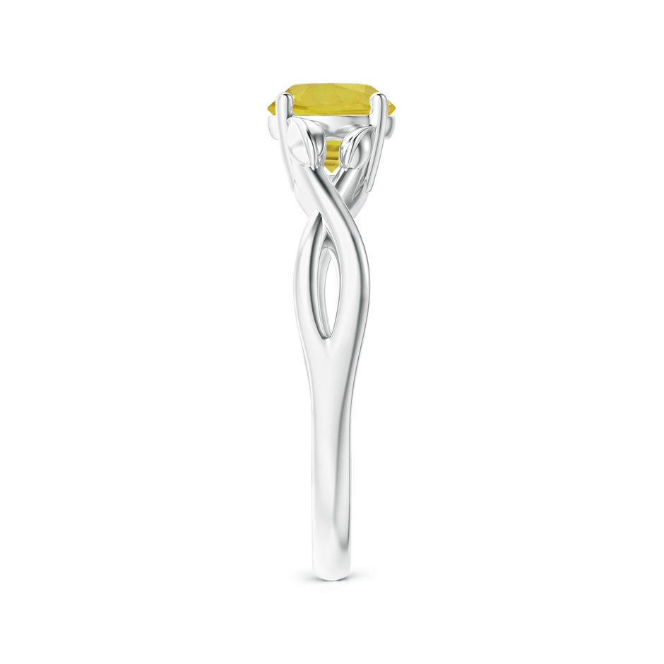 6mm A Nature Inspired Yellow Sapphire Ring with Leaf Motifs in White Gold side-2