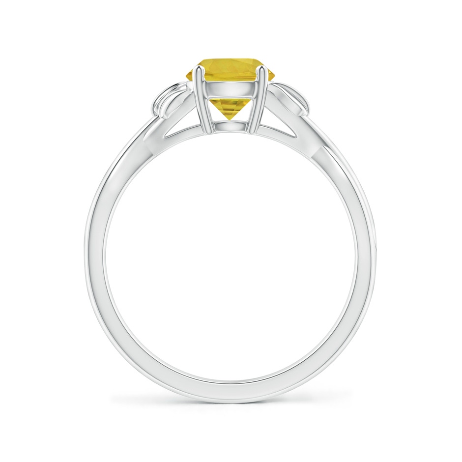 6mm AAA Nature Inspired Yellow Sapphire Ring with Leaf Motifs in White Gold side-1